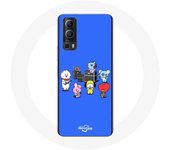 Funda para Vivo Y72 BTS BT21 Tata Chimmy Cooky Rj Koya Shooky y Mang Play Music Fondo Azul