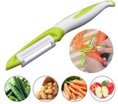 Pelador ergonómico con mango curvo, hoja afilada de calidad alimentaria, herramienta Manual multifuncional para pelar frutas y verduras A