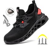 Zapatos de seguridad ligeros e indestructibles, zapatillas de trabajo para hombres y mujeres, botas de seguridad transpirables antigolpes con punta de acero, zapatos de trabajo para hombres 37