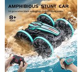 Nuevo coche anfibio RC modo dual Control remoto coche acrobático vehículo de doble cara Flip conducción Drift Rc coches juguetes al aire libre para niños regalo para niños handle RC verde