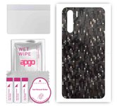 apgo Protective Skin Sticker for the back compatible with Oppo A91, Wrap Film, Foil, Vinyl - Pattern Carbon Black Pixel