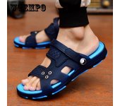 Sandalias de exterior para hombre, zapatillas con punta abierta, sandalias de playa antideslizantes para baño, calzado ligero 45 azul marino