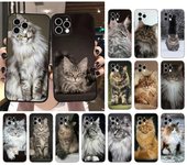 Funda de teléfono para iPhone 14 Pro Max 13 12 11 Pro Max Xs Xr X 12mini 14 Plus Se Funda de gato Maine Coon iphone XR
