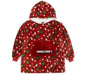 Minecraft Manta con capucha navideña de gran tamaño para niños/niños One Size rojo