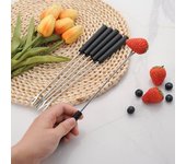 6 tenedores de acero inoxidable para queso y fruta, para pastel, chocolate, queso, fondue, postre de frutas, malvaviscos 6pcs