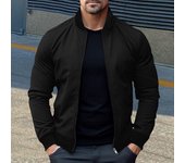 Chaqueta de hombre ajustada con cremallera completa, abrigo de manga larga, color sólido, uniforme de béisbol informal para primavera y otoño M gris claro