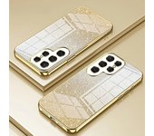 Funda de teléfono galvanizada con purpurina para Samsung Galaxy S24 S23 S21 FE S22 Ultra Plus, carcasa trasera de silicona suave de TPU a prueba de golpes For Samsung S21 morado claro