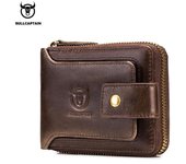 Cartera BULLCAPTAIN de piel auténtica para hombre, cartera Rfid para hombre, bolsa de almacenamiento multifunción, monedero, cartera, bolsas para tarjetas negro
