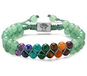 Pulsera bohemia de 6MM de piedra natural colorida de doble capa pulsera de cuentas de ágata de cristal de piedra natural femenina