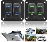 Palanca de encendido/apagado de 5 pines para coche ATV UTV con arnés de cableado de luz LED, Panel de interruptor basculante de 2 entradas, Panel de Control de interruptor, piezas interiores azul