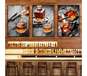 Cuadro sobre lienzo con copa de vino, póster de whisky, cigarro, decoración del hogar, mural de moda para bar, restaurante, sin marco 21*30cm No Frame