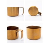 Taza de café de camping Utensilios de cocina de picnic portátiles al aire libre Tazas de café de acero inoxidable Taza de té de senderismo oro