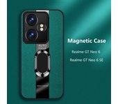 Para Realme GT 6T Neo 6 SE funda con anillo magnético soporte contraportada para OPPO Realme GT Neo6 5G cuero de lujo silicona parachoques a prueba de golpes Realme GT 6T verde