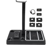 Soporte de enfriamiento para consola, cargador de controlador dual, luz RGB, estación de enfriamiento para consola de juegos con 12 tarjetas
