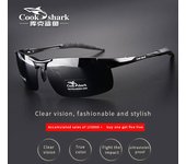Las nuevas gafas de sol de aluminio y magnesio de Cook Shark son gafas de sol para hombre, polarizadas HD, para conducir, con lentes de colores Tide. black negro