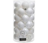 Tubo de 37 Bolas Blancas decorativas para Árbol de NaVidad Ø6Cm