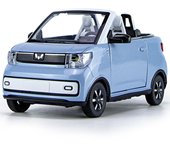 Decoración de coche de simulación WuLing MINI EV a escala 1/24, camión de aleación de fundición a presión, electricidad estática que puede abrir la puerta, coche de juguete, regalo para adultos para amantes de la colección 1/24-Size:12.8*5.8*5.6cm azul ci