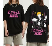 Camiseta de anime japonés Mob Psycho 100, camisetas gráficas de Shigeo Kageyama Reigen Arataka, camisetas unisex de moda casual, ropa de calle L