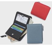 Cartera de piel auténtica RFID para mujer, con hebilla oculta y monedero con cremallera, 2024 negro