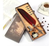 Juego de pluma de escritura Retro, pluma de caligrafía Vintage, juego de tinta de escritura, 1 Juego gris