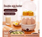 Cocedor de huevos eléctrico multifuncional y vaporera: doble capa, gran capacidad, máquina de desayuno portátil double layer blanco