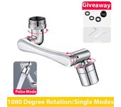 Grifo giratorio Universal de 1080 grados, extensor de aireador, filtro de salpicaduras de plástico, grifos, boquilla burbujeadora, brazo robótico, grifo de 2 modos 1 mode