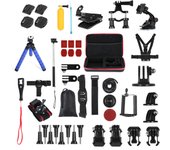 Andoer 48 en 1 Kit de accesorios para cámara de acción Juego de accesorios para cámara deportiva Reemplazo para GoPro negro