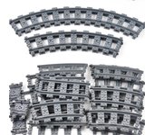 Vías de tren rectas, accesorios curvos, bloques de coche, juegos de construcción, bricolaje, 10-100 piezas, juguetes para niños, regalos, ladrillos Moc, ciudad, cambio de vía, cruce ferroviario No Box
