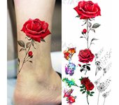 Tatuajes temporales de pies de moda de Color rosa para mujeres y niños, diente de león, Animal, tatuaje falso realista, decoración de arte corporal, tatuajes de papel