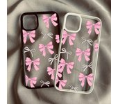 Preciosa funda de teléfono con lazo rosa para iPhone 14 Pro Max 15 13 12 Mini 11 XR XS X 7 8 Plus INS Funda rígida a prueba de golpes con lazo coreano For iPhone7or8 SE20