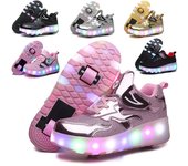Zapatillas de deporte con ruedas para niños, niñas y niños, regalo para bebés, zapatos deportivos informales con luz Led intermitente para correr y patinar 35