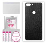 apgo Protective Skin Sticker for the back compatible with HTC Wildfire E Lite, Wrap Film, Foil, Vinyl - Pattern Black Honeycomb