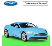 Escala 1/24 WELLY Aston Martin Vanquish Modelo de coche de aleación Funde vehículos de juguete de metal Modelo de coche Colección de alta simulación Regalos para niños 1/24-18x8x5cm azul