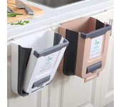 Cubo de basura plegable montado en la pared para cocina, armario doméstico, cesta colgante para almacenamiento de basura, clasificación creativa, cubo basura para colgar 7L blanco