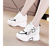 Zapatillas de deporte con plataforma de alta calidad para mujer, zapatos informales gruesos para papá, cesta, zapatos deportivos de malla con cordones a la moda para mujer 36