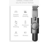 Trípode estabilizador de cardán de escritorio con palo para selfies 3 en 1 de 33,9 pulgadas con varilla telescópica de 5 secciones inteligente negro