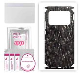 apgo Protective Skin Sticker for the back+sides compatible with Xiaomi Poco C40, Full Wrap Film, Foil, Vinyl - Pattern Carbon Black Pixel