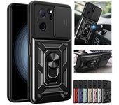 Funda Armor para Xiaomi 13T Pro 13 Lite 12T 12 11T Mi 11 Lite 5G Cubierta Protección de Lente con Anillo Soporte Magnético Cubierta de Protección Total para Negocios For Xiaomi 11T Pro negro
