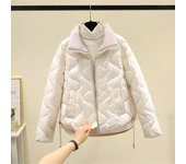 Chaqueta de algodón con cuello levantado de invierno Chaqueta de algodón corta de moda para mujer Abrigo suelto M azul
