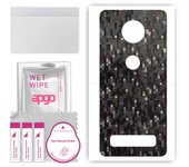 apgo Protective Skin Sticker for the back compatible with Motorola Moto Z4, Wrap Film, Foil, Vinyl - Pattern Carbon Black Pixel