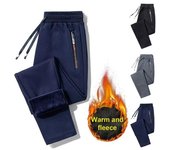 Pantalones deportivos de fitness para hombre, pantalones deportivos, pantalones de chándal, pantalones de chándal para hombre, pantalones casuales cálidos de lana de cordero para invierno S negro