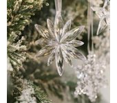 Colgantes de copos de nieve acrílicos con forma de carámbano, adornos de cristal transparente para Navidad, colgantes para árbol de Navidad, decoración para fiestas en el hogar