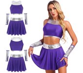 Uniforme escolar para niña, minifaldas, disfraz de Halloween, traje de baile de porristas, disfraz de baile L púrpura