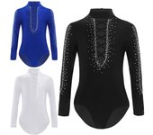 Mono de baile latino con escote en V profundo para niños, manga larga, para patinaje artístico, baile de salón, traje de actuación, ropa de baile de tango, rumba y cha-cha. 5-6 Years negro