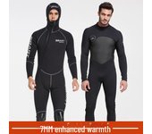 Traje de buceo unisex de 7 mm con capucha y forro de terciopelo, con cremallera frontal para pesca y caza. L