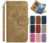 Funda de cuero con tapa tipo libro para Samsung Galaxy A72, A52, A32, A22, A12, A02, A11, A21s, A31, A41, A51 y A71 For A11 color rosa