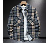 Camisa a rayas, camisa informal para hombre, camisa a cuadros, tops versátiles de moda, camisa de manga larga de tendencia M gris