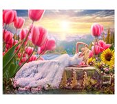 Diamante pintura bordado belleza Tulip Eigen flores Foto cruz punto completo redondo taladro decoración de la casa 20X30CM