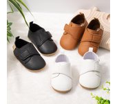 Zapatos de bebé recién nacido, zapatillas casuales, zapatos para niño y niña, zapatos clásicos de cuero PU, suela suave de goma, antideslizantes, primeros caminantes, zapatos para niña 0-6m negro