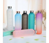 Botella de agua de 1 L con marcador de tiempo, 32 oz, para fitness, deportes, exteriores, viajes, a prueba de fugas, sin BPA, esmerilada. 1000ML